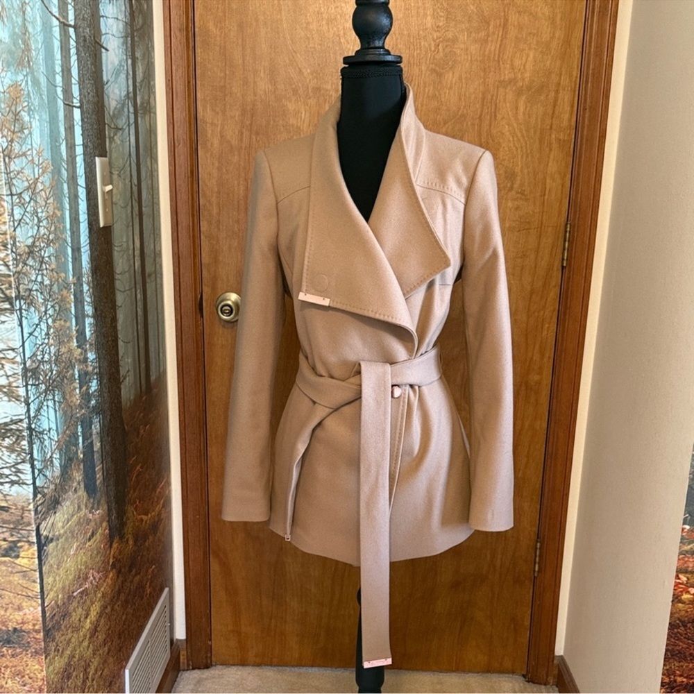 Ted Baker ROSESS Camel Short Wool Wrap Coat - US 2 (Ted Baker 0)